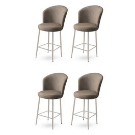 Set scaune de bar 4 piese, Charlotte, Alte, Metal, Cappuccino / Chrome