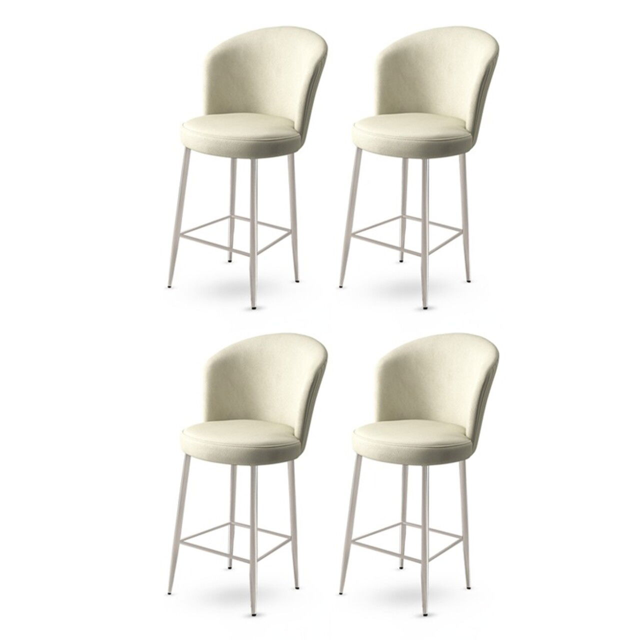 Set scaune de bar 4 piese, Charlotte, Alte, Metal, Crem / Crom