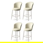 Set scaune de bar 4 piese, Charlotte, Alte, Metal, Crem / Crom
