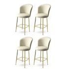Set scaune de bar 4 piese, Charlotte, Alte, Metal, Crem / Aur