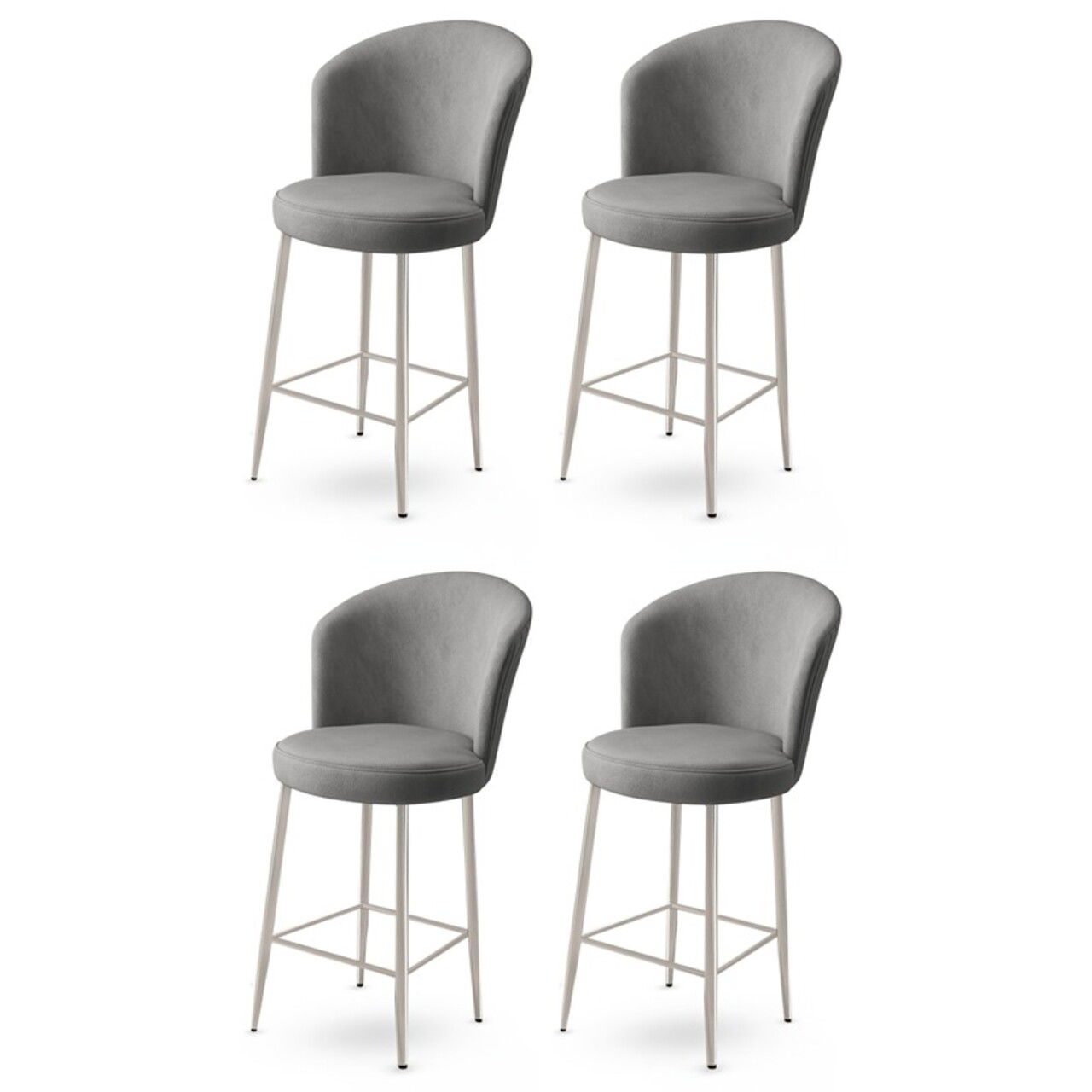 Set scaune de bar 4 piese, Charlotte, Alte, Metal, Gri/Crom