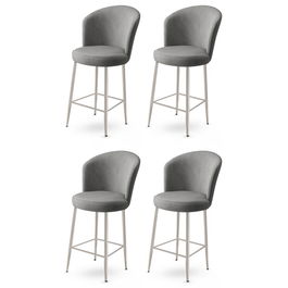 Set scaune de bar 4 piese, Charlotte, Alte, Metal, Gri/Crom