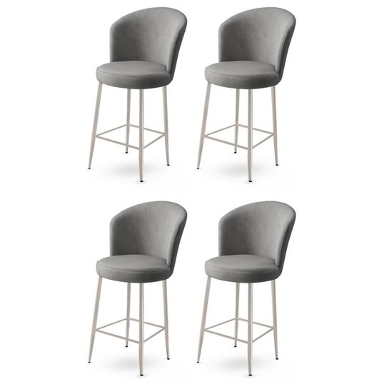 Set scaune de bar 4 piese, Charlotte, Alte, Metal, Gri/Crom