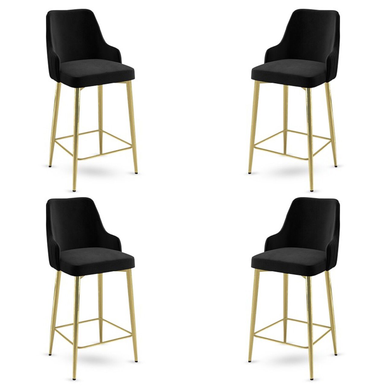 Set scaune de bar 4 piese, Charlotte, Enox, Metal, Negru