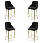 Set scaune de bar 4 piese, Charlotte, Enox, Metal, Negru