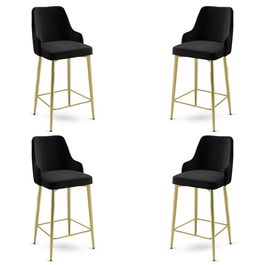Set scaune de bar 4 piese, Charlotte, Enox, Metal, Negru