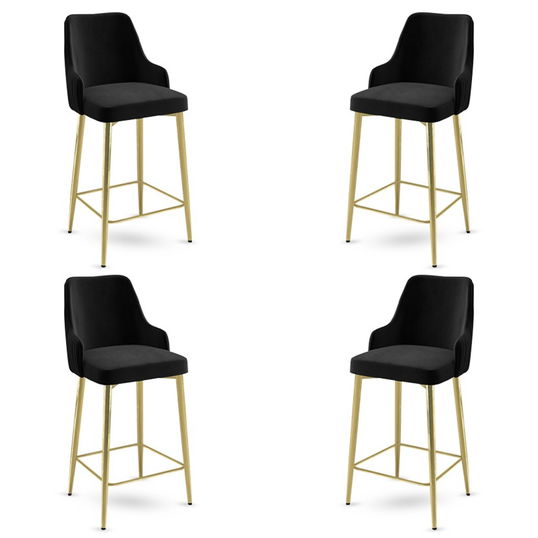 Set scaune de bar 4 piese, Charlotte, Enox, Metal, Negru