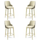 Set scaune de bar 4 piese, Charlotte, Enox, Metal, Crem / Aur