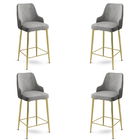 Set scaune de bar 4 piese, Charlotte, Enox, Metal, Gri / Auriu