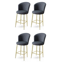 Set scaune de bar 4 piese, Charlotte, Fora, Metal, Antracit / Aur