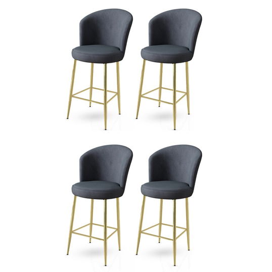 Set scaune de bar 4 piese, Charlotte, Fora, Metal, Antracit / Aur