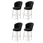 Set scaune de bar 4 piese, Charlotte, Fora, Metal, Negru / Crom