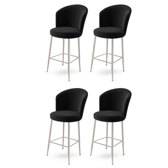 Set scaune de bar 4 piese, Charlotte, Fora, Metal, Negru / Crom