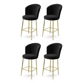 Set scaune de bar 4 piese, Charlotte, Fora, Metal, Negru