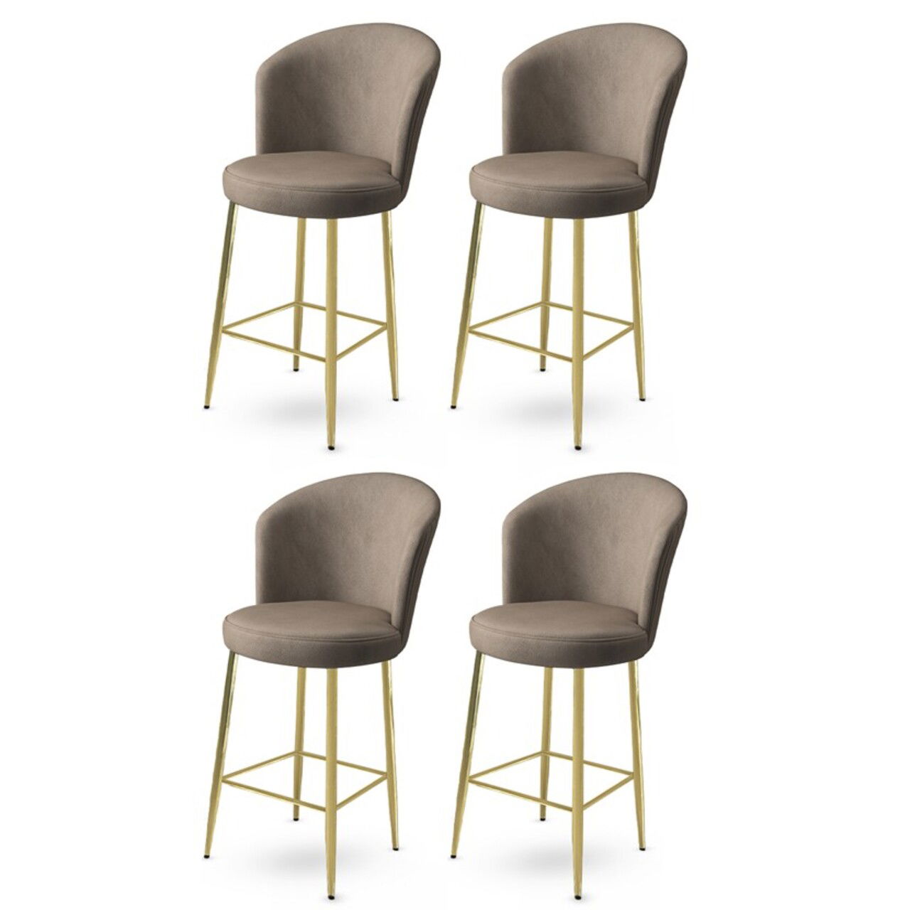 Set scaune de bar 4 piese, Charlotte, Fora, Metal, Cappuccino / Aur