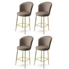 Set scaune de bar 4 piese, Charlotte, Fora, Metal, Cappuccino / Aur