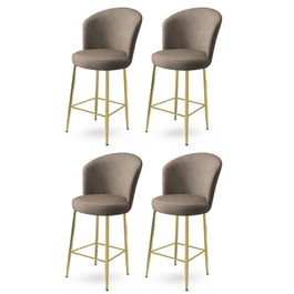 Set scaune de bar 4 piese, Charlotte, Fora, Metal, Cappuccino / Aur