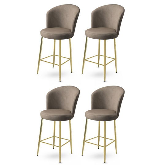 Set scaune de bar 4 piese, Charlotte, Fora, Metal, Cappuccino / Aur
