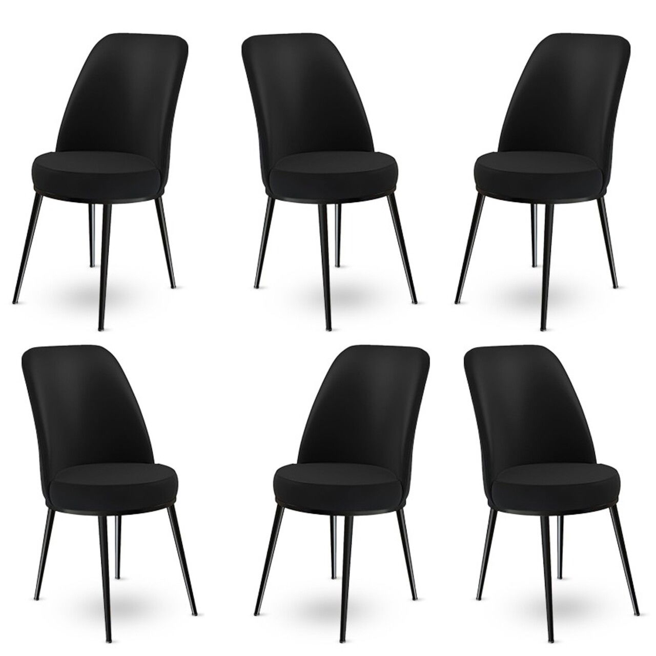 Set scaune 6 piese, Charlotte, Dexa, Metal, Negru
