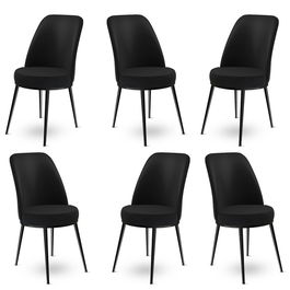 Set scaune 6 piese, Charlotte, Dexa, Metal, Negru