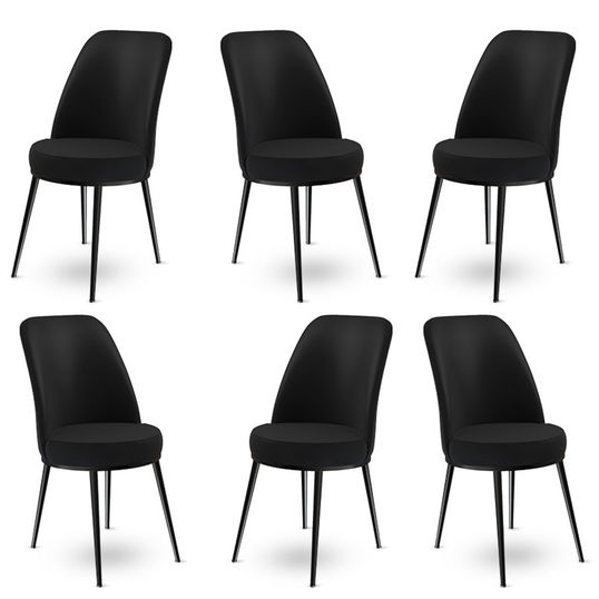 Set scaune 6 piese, Charlotte, Dexa, Metal, Negru
