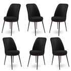 Set scaune 6 piese, Charlotte, Dexa, Metal, Negru/Maro