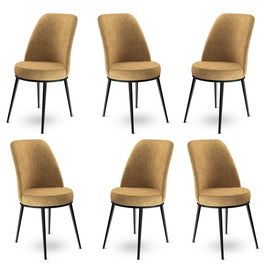 Set scaune 6 piese, Charlotte, Dexa, Metal, Cappuccino / Negru