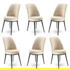 Set scaune 6 piese, Charlotte, Dexa, Metal, Crem/Negru