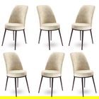 Set scaune 6 piese, Charlotte, Dexa, Metal, Crem/Maro