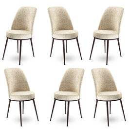 Set scaune 6 piese, Charlotte, Dexa, Metal, Crem/Maro