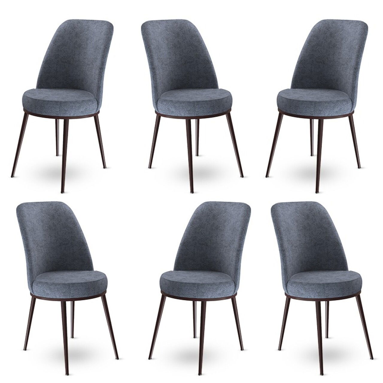Set scaune 6 piese, Charlotte, Dexa, Metal, Fume / Maro