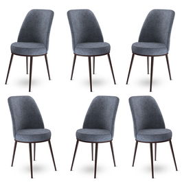 Set scaune 6 piese, Charlotte, Dexa, Metal, Fume / Maro