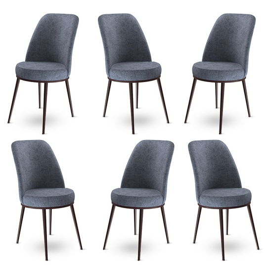 Set scaune 6 piese, Charlotte, Dexa, Metal, Fume / Maro