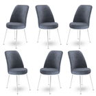 Set scaune 6 piese, Charlotte, Dexa, Metal, Fume / Alb
