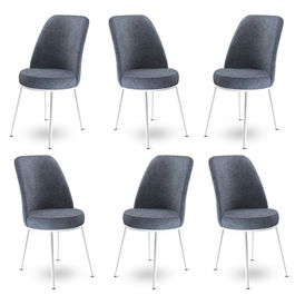 Set scaune 6 piese, Charlotte, Dexa, Metal, Fume / Alb