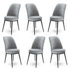 Set scaune 6 piese, Charlotte, Dexa, Metal, Gri/Negru