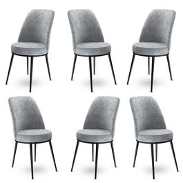 Set scaune 6 piese, Charlotte, Dexa, Metal, Gri/Negru