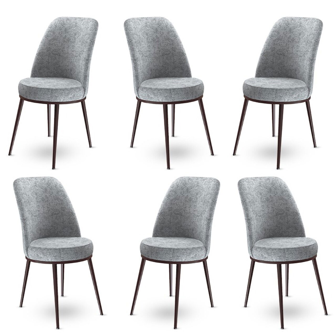 Set scaune 6 piese, Charlotte, Dexa, Metal, Gri/Maro