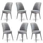 Set scaune 6 piese, Charlotte, Dexa, Metal, Gri/Maro