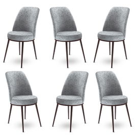 Set scaune 6 piese, Charlotte, Dexa, Metal, Gri/Maro