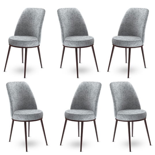 Set scaune 6 piese, Charlotte, Dexa, Metal, Gri/Maro