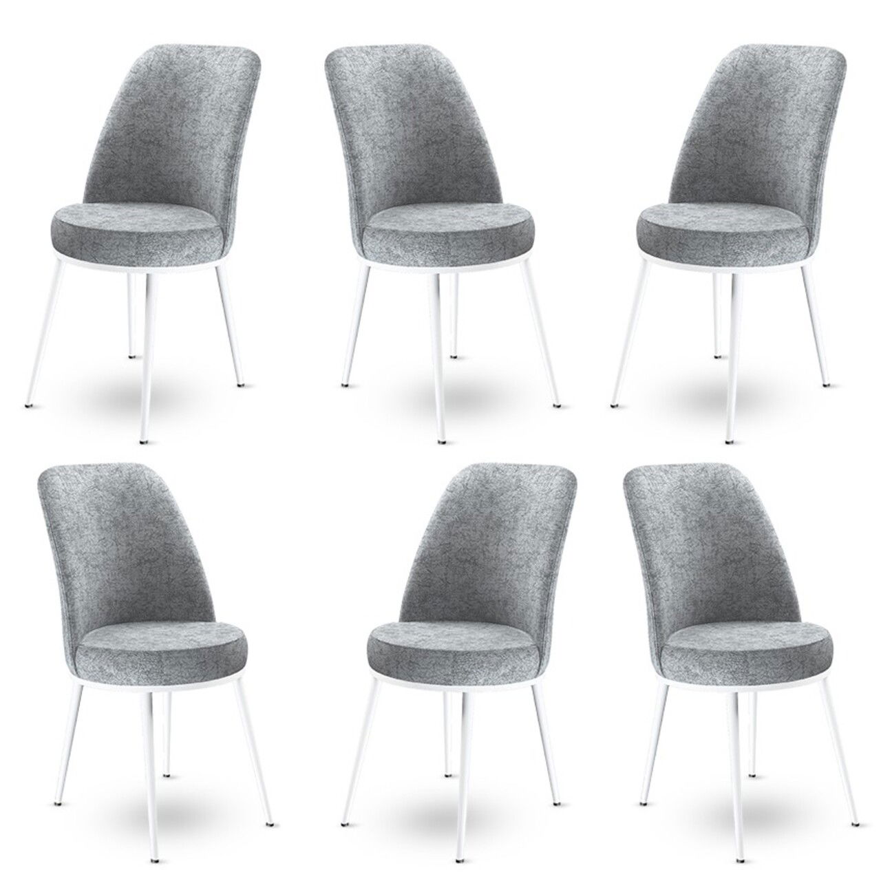 Set scaune 6 piese, Charlotte, Dexa, Metal, Gri/Alb