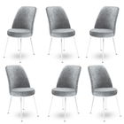 Set scaune 6 piese, Charlotte, Dexa, Metal, Gri/Alb