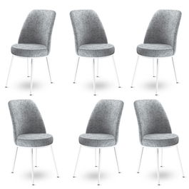Set scaune 6 piese, Charlotte, Dexa, Metal, Gri/Alb