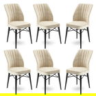 Set scaune 6 piese, Charlotte, Flex, Metal, Crem/Negru