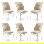 Set scaune 6 piese, Charlotte, Flex, Metal, Crem/Alb