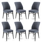 Set scaune 6 piese, Charlotte, Flex, Metal, Fume / Negru