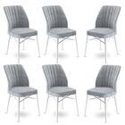 Set scaune 6 piese, Charlotte, Flex, Metal, Gri/Alb