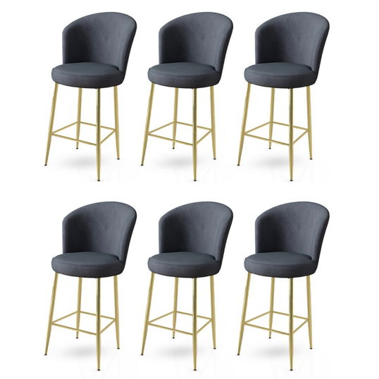 Set scaune de bar 6 piese, Charlotte, Alte, Metal, Antracit / Aur
