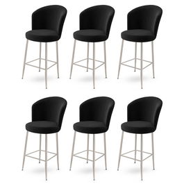 Set scaune de bar 6 piese, Charlotte, Alte, Metal, Negru / Crom
